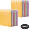 10 Pack - Plastic Envelope File Folder with Button (Blue, Green, Pink, Yellow)